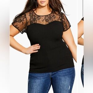 Black City Chic M/18 fitted lace top tee